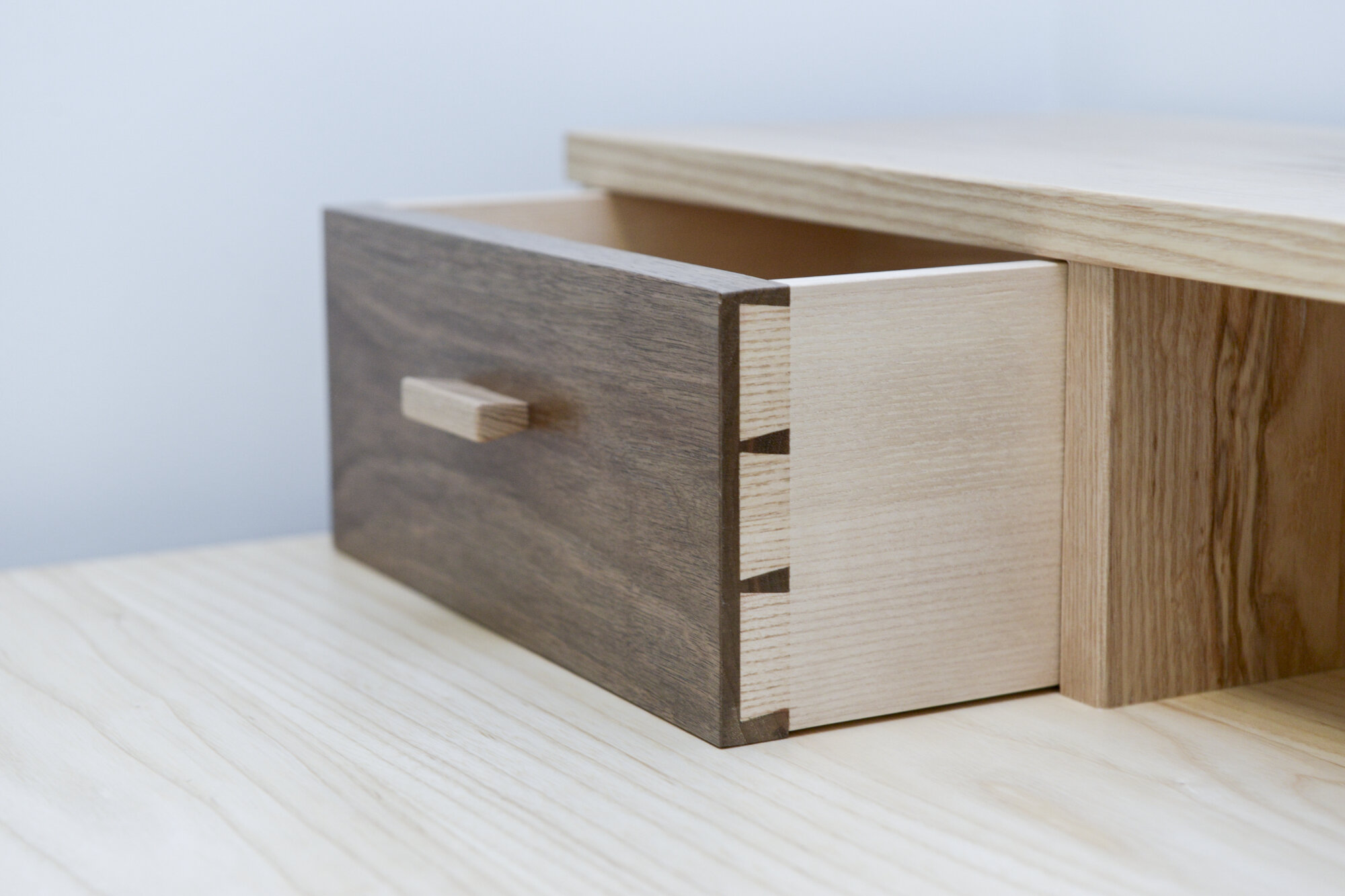 ash desk detail drawer ash walnut dovetails