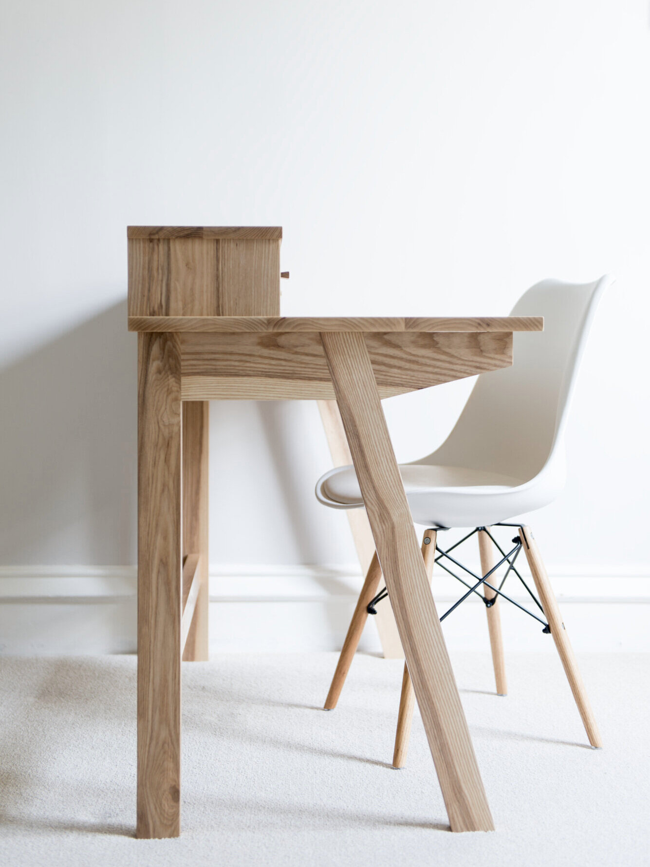 Ash Desk With Chair side view